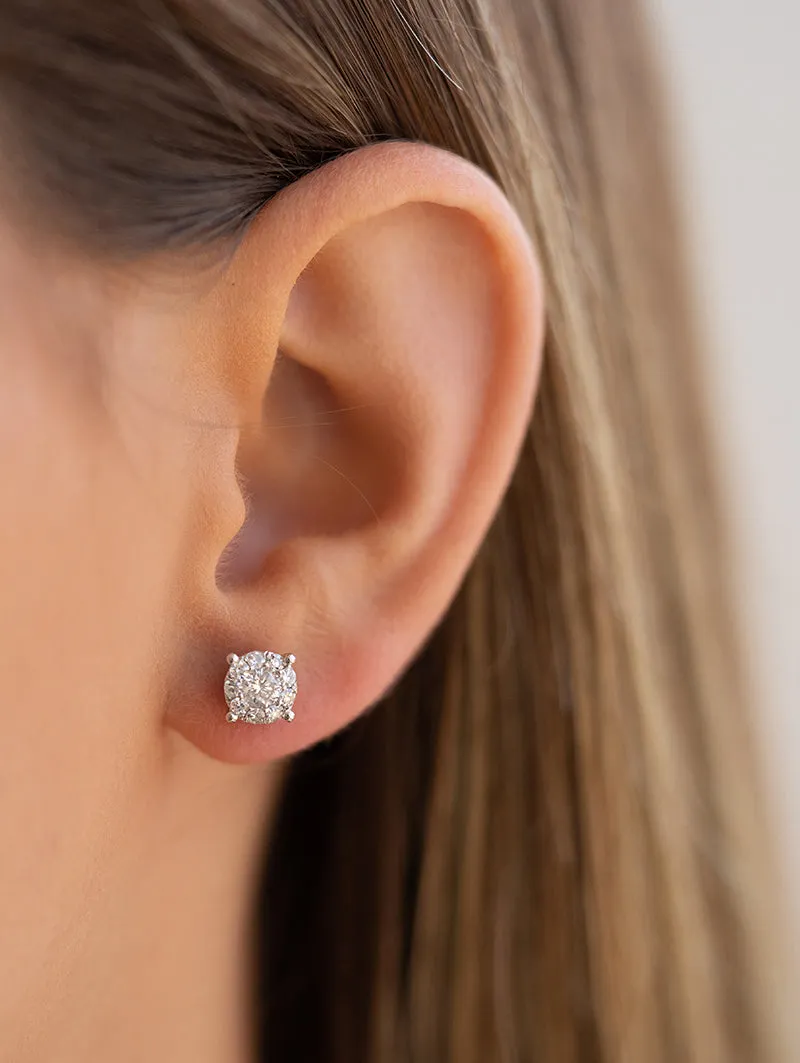Round Illusion Diamond Studs