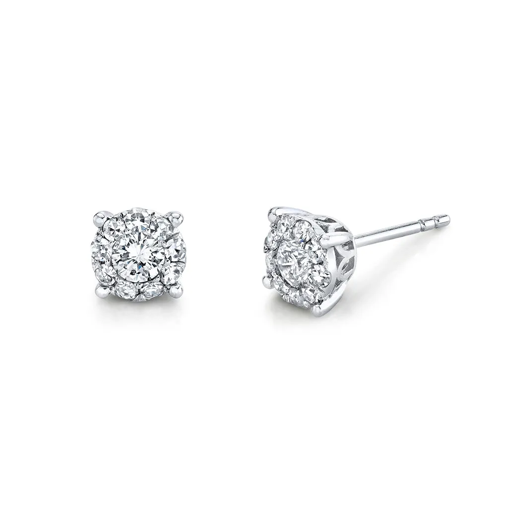 Round Illusion Diamond Studs