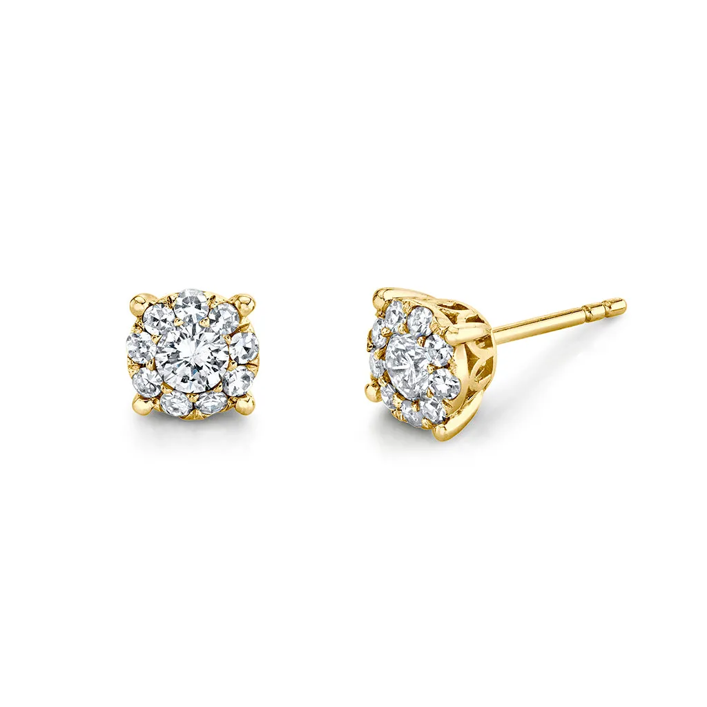 Round Illusion Diamond Studs