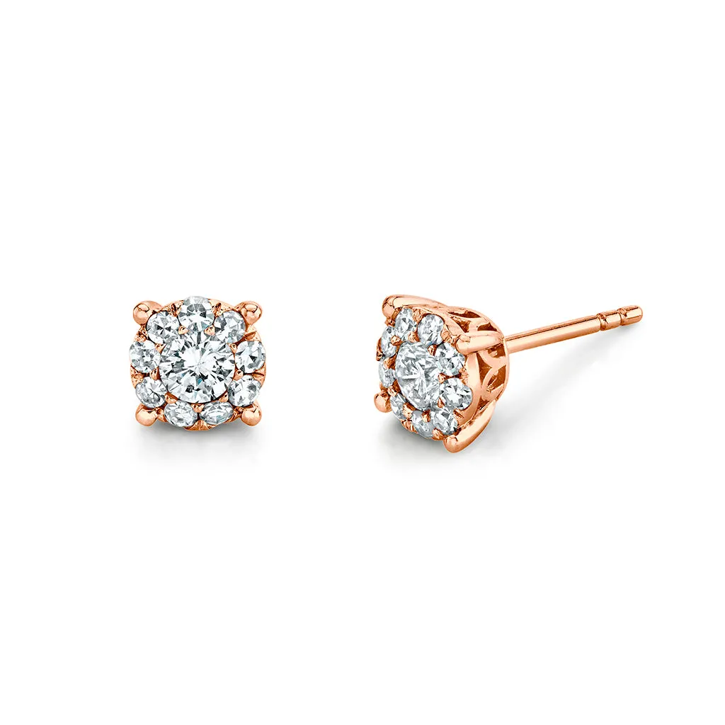 Round Illusion Diamond Studs