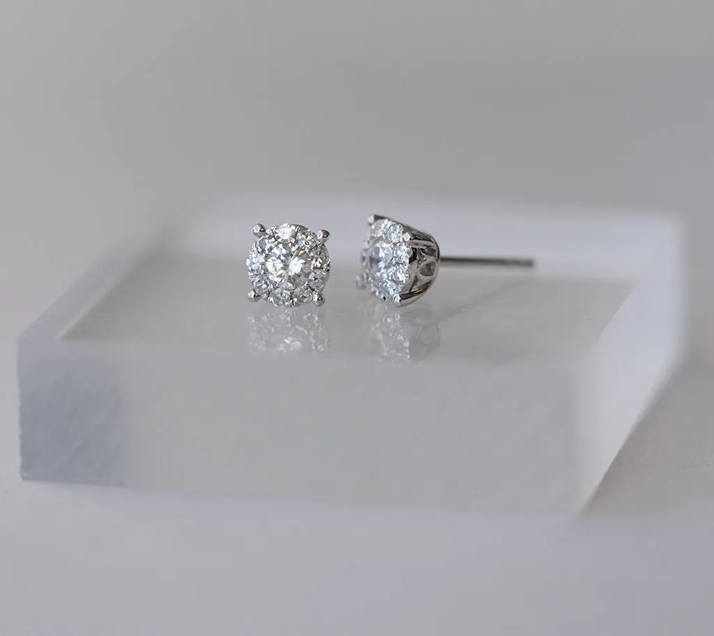 Round Illusion Diamond Studs