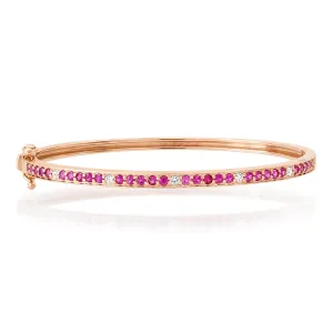Ruby & Diamond Dot Bangle Bracelet