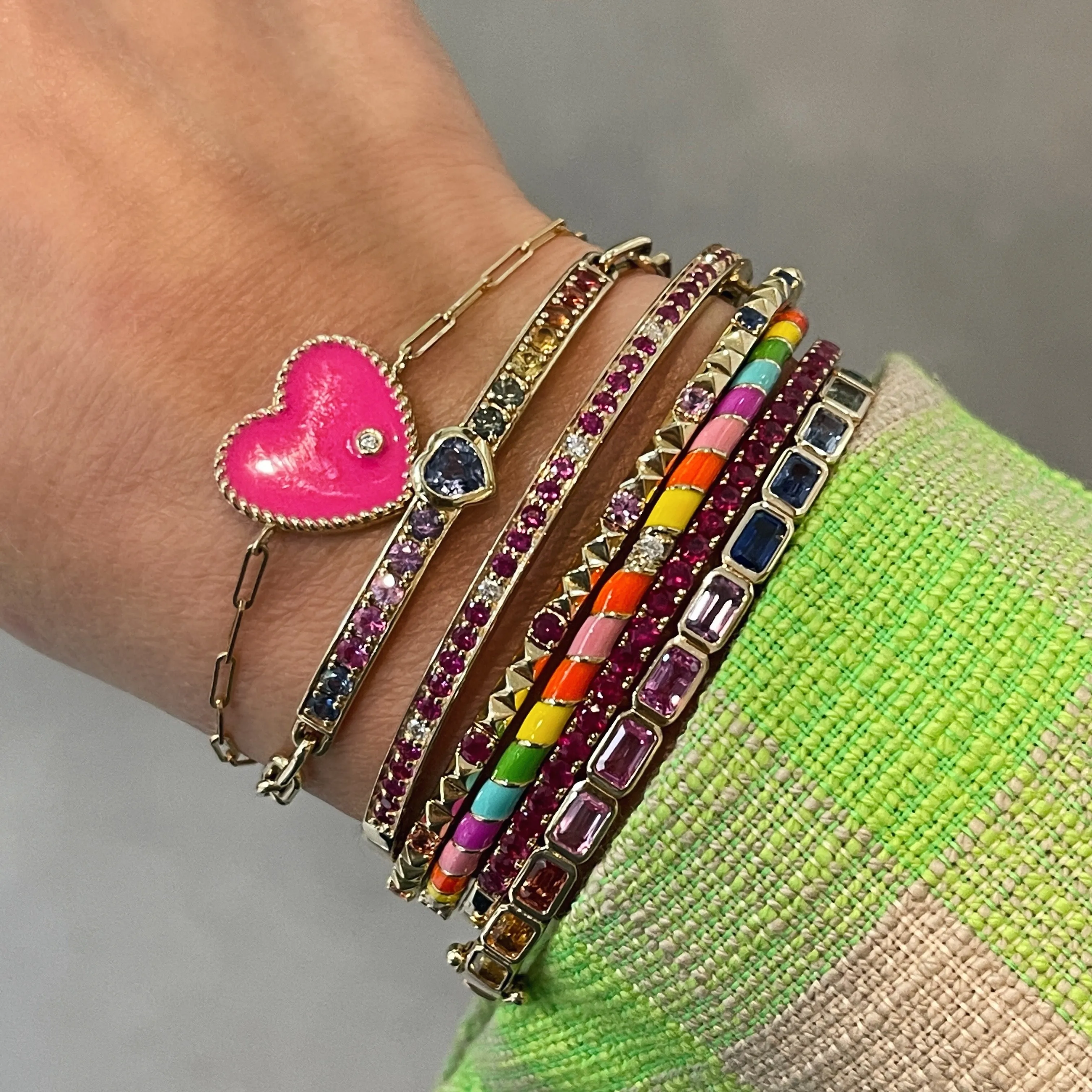 Ruby & Diamond Dot Bangle Bracelet