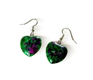 Ruby Fuchsite Heart Earrings