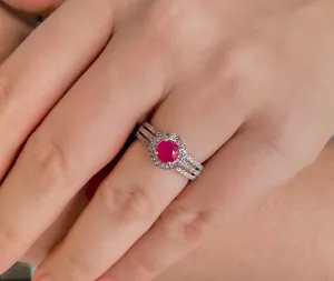 Ruby Round Halo Ring
