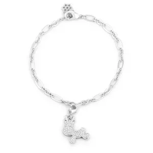 Rudy 0.25ct CZ Rhodium Reindeer Charm Bracelet