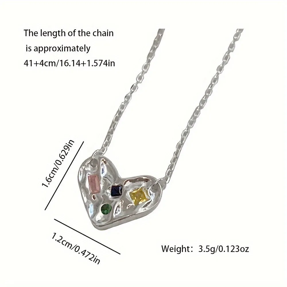 S925 Silver Love Necklace Heart Pendant Collarbone Chain for Girlfriend