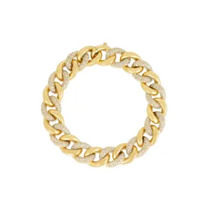 Sabel Collection Yellow Gold Alternating Diamond Link Bracelet