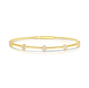 Sabel Collection Yellow Gold Diamond Clover Station Bangle