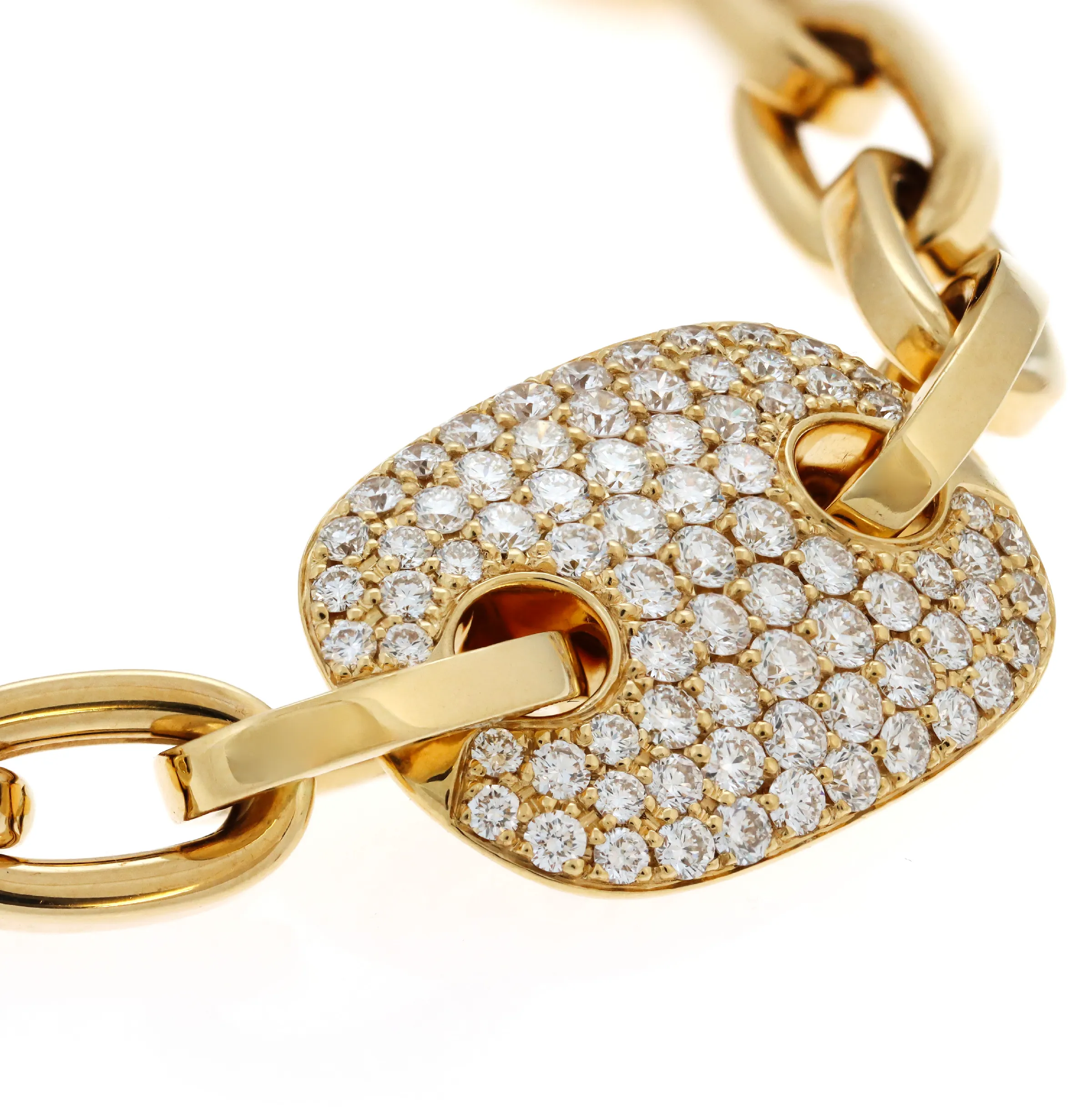 Sabel Collection Yellow Gold Link Bracelet with Diamond Station