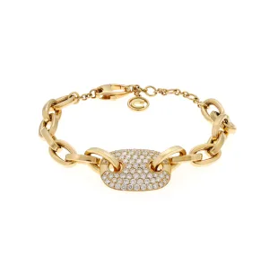 Sabel Collection Yellow Gold Link Bracelet with Diamond Station