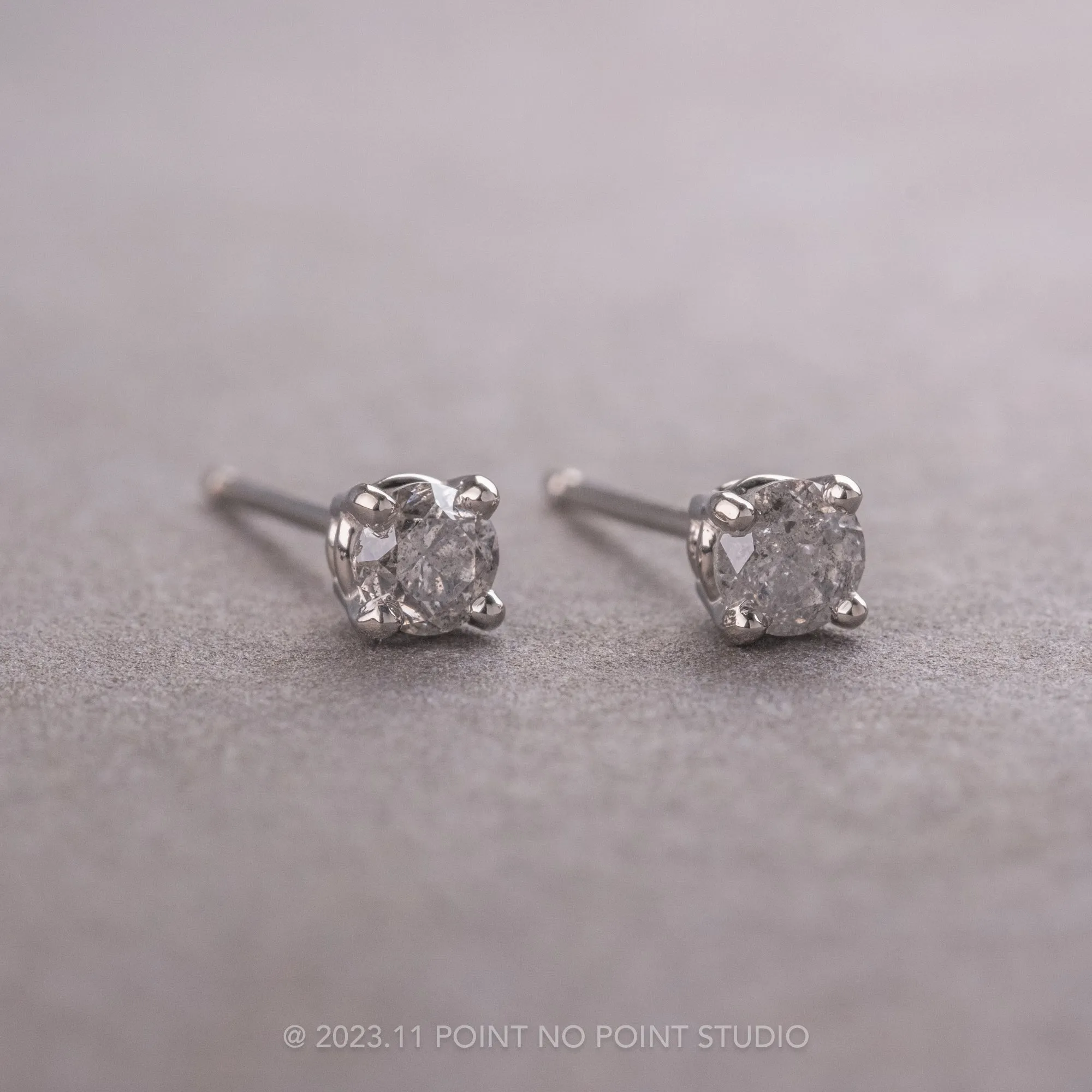 Salt & Pepper Diamond Studs, Platinum