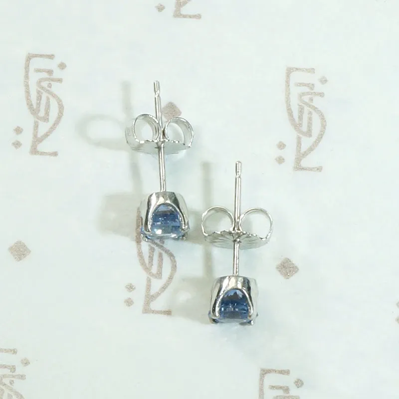 Serene Cornflower Blue Sapphire Studs in Platinum