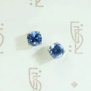 Serene Cornflower Blue Sapphire Studs in Platinum