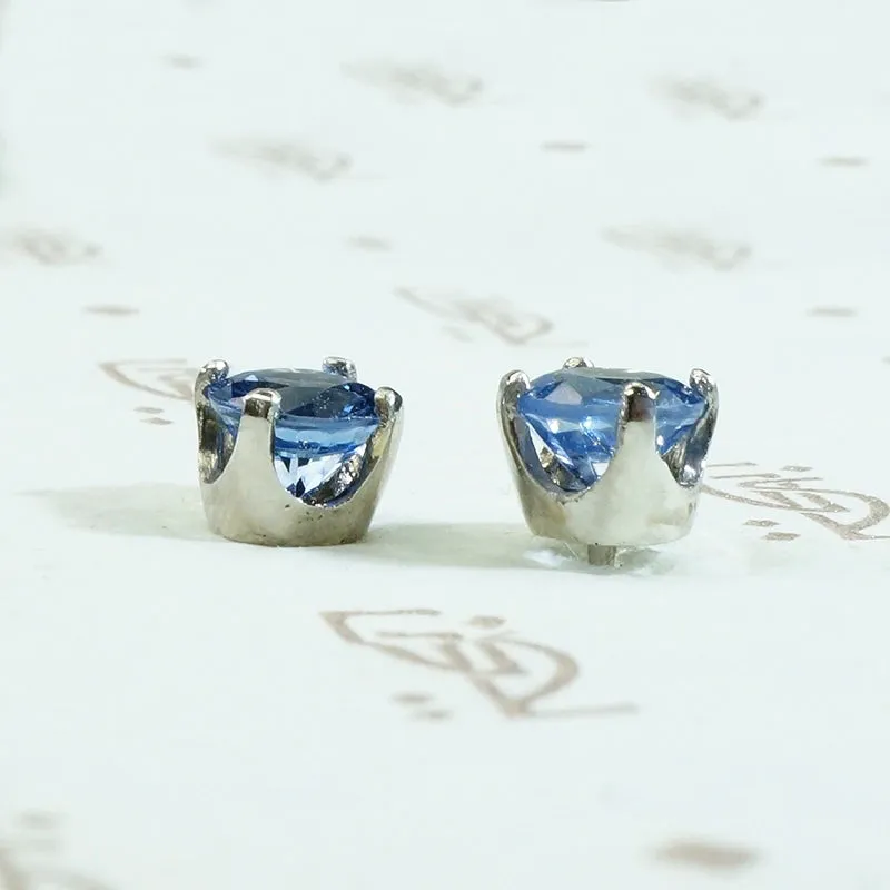 Serene Cornflower Blue Sapphire Studs in Platinum