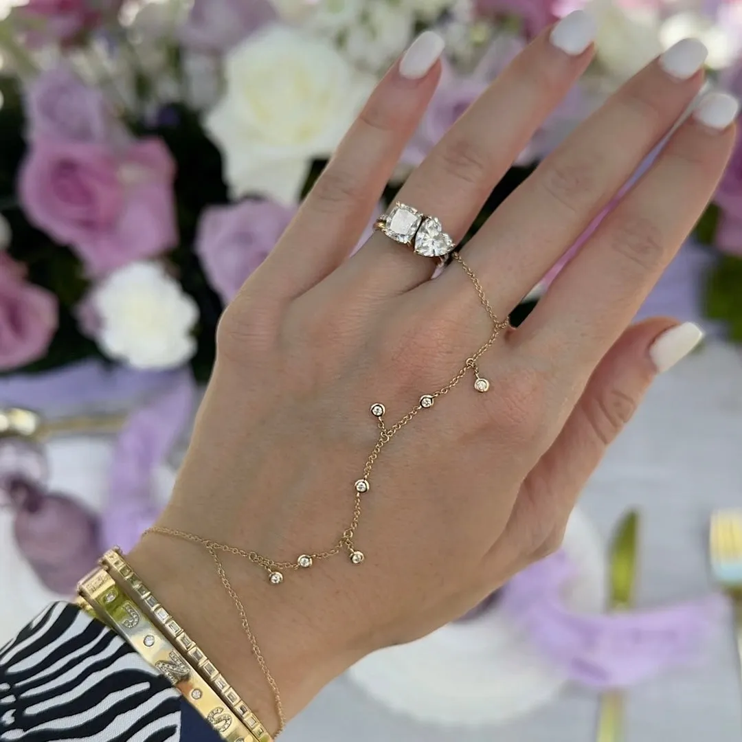 Seven Dangling Diamond Bezel Hand Chain