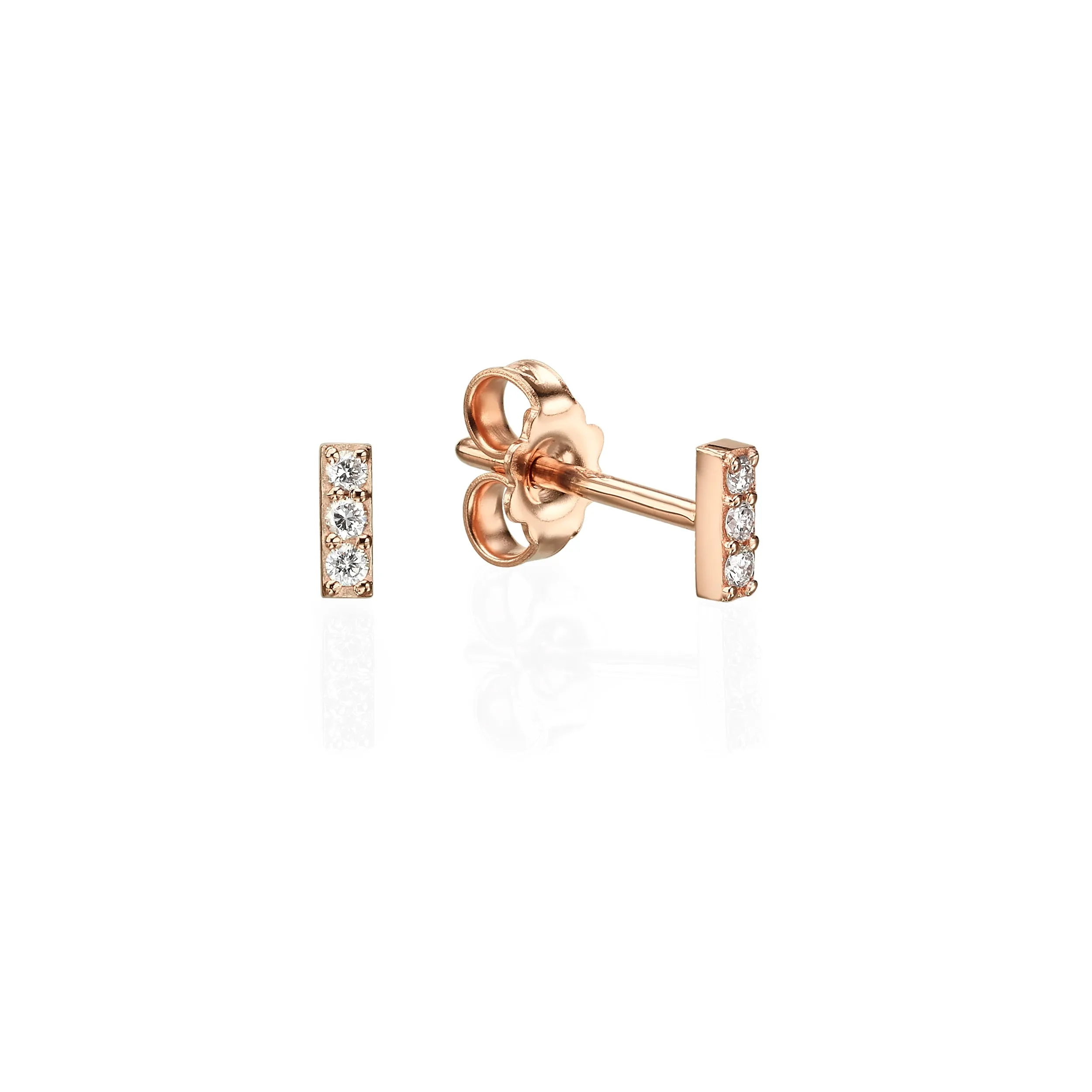 Short Diamond Bar Earrings