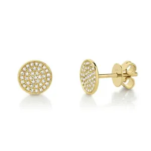 Shy Creation 14K Yellow Gold Emmie Diamond Pave Circle Studs