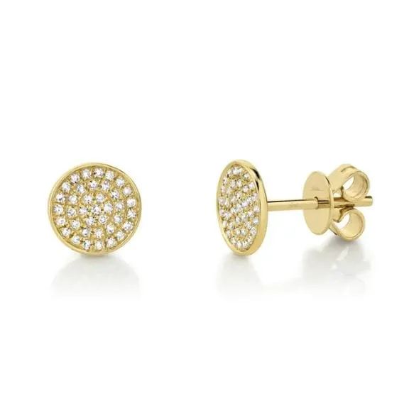 Shy Creation 14K Yellow Gold Emmie Diamond Pave Circle Studs
