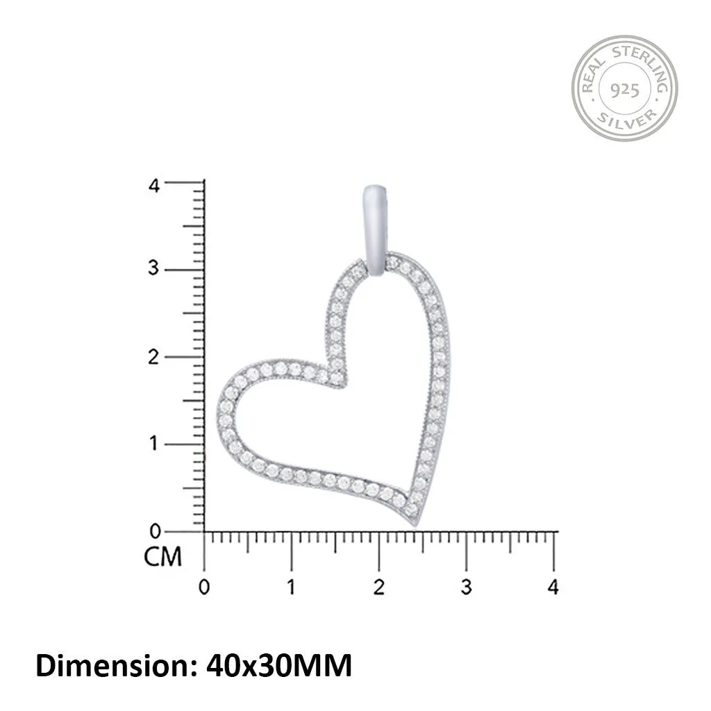 Silver Cubic Zirconia Heart love Pendant