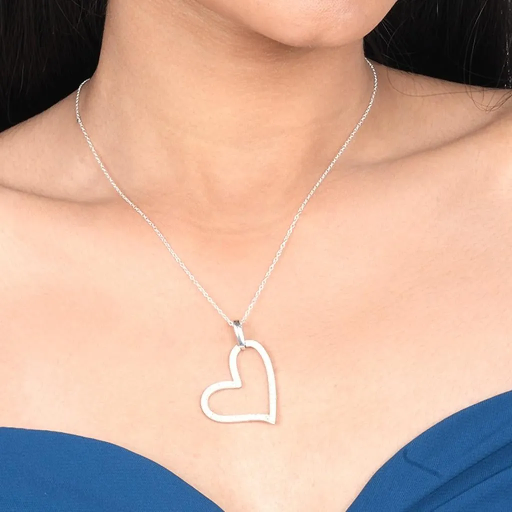 Silver Cubic Zirconia Heart love Pendant