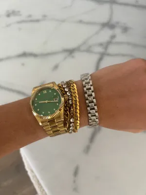 SILVER DIAMOND WATCH BAND BRACELET