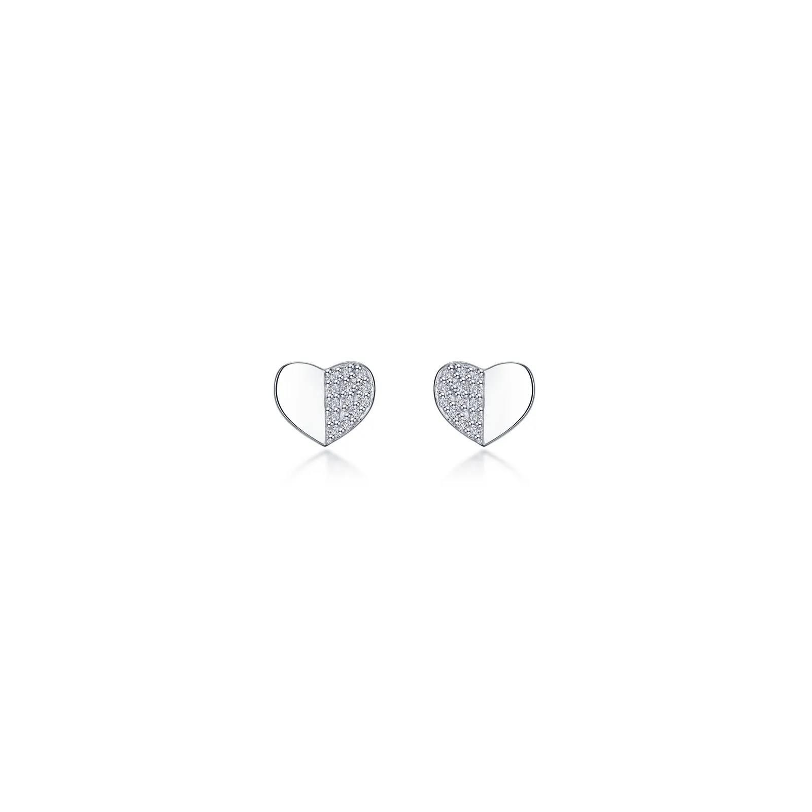 Simulated Diamond Heart Earrings in Sterling Silver