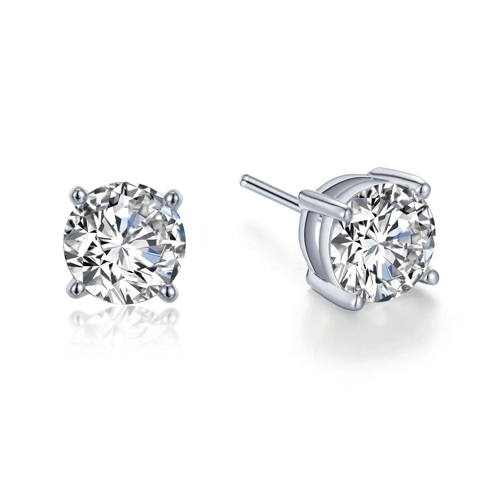 Simulated Solitaire Stud Earrings in Sterling Silver