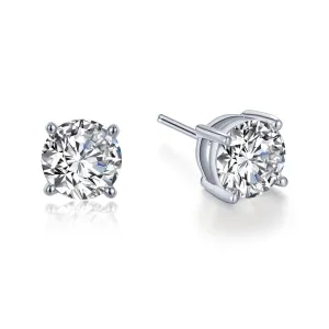 Simulated Solitaire Stud Earrings in Sterling Silver