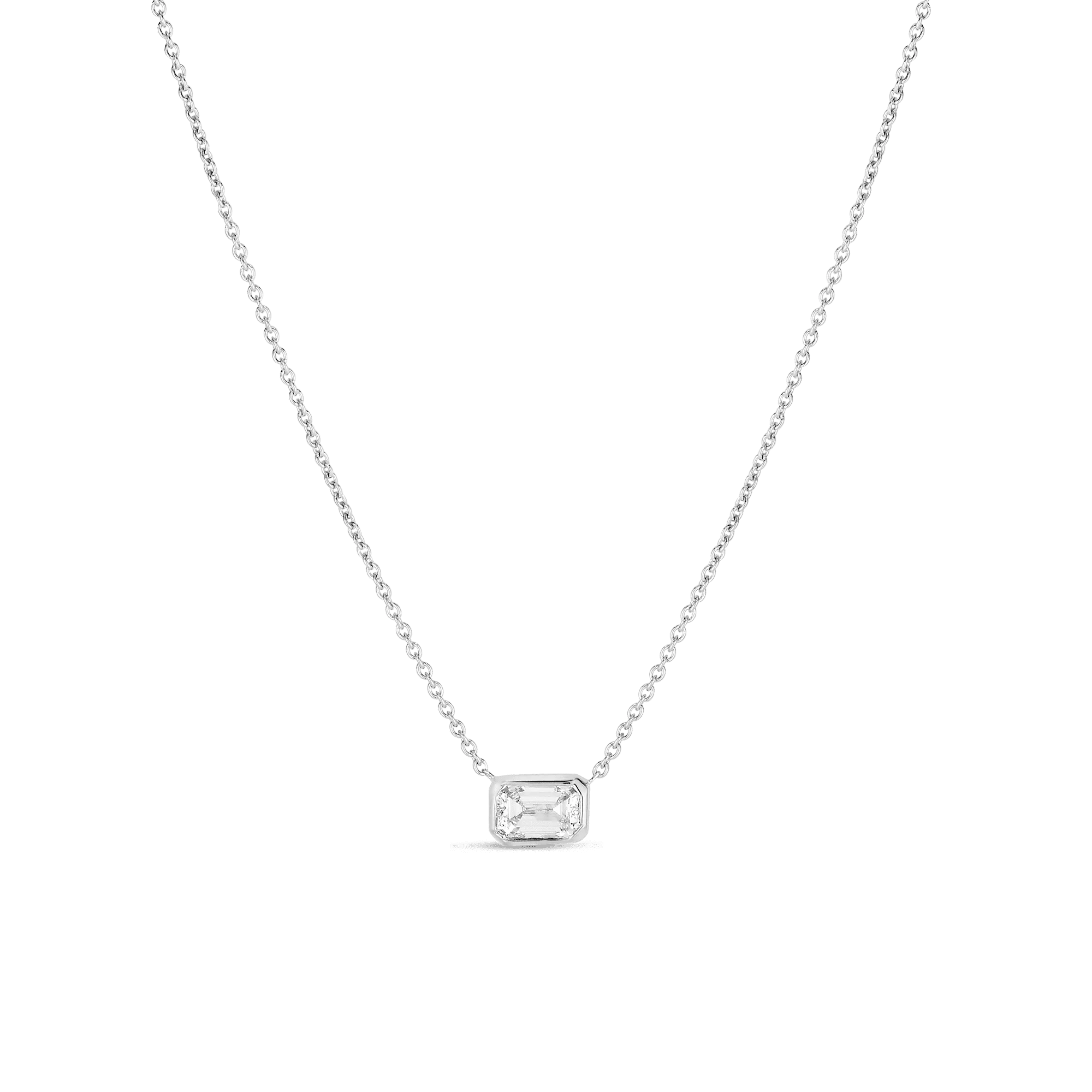 Single Emerald Cut Diamond Necklace
