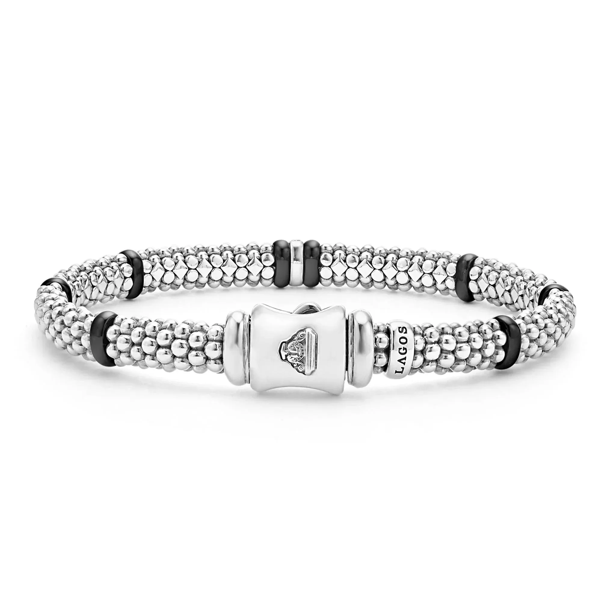 Single Station Diamond Caviar Bracelet | 6mm