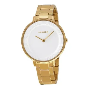 Skagen Ditte Gold Stainless Steel White Dial Quartz Watch for Ladies - SKW2330