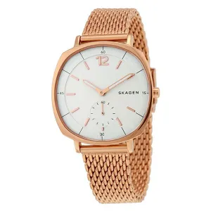 Skagen Rungsted Rose Gold Mesh Bracelet White Dial Quartz Watch for Ladies - SKW2401