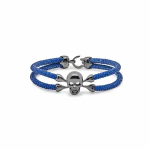 Skull & Crossbones Black Stingray Platinum Bracelet