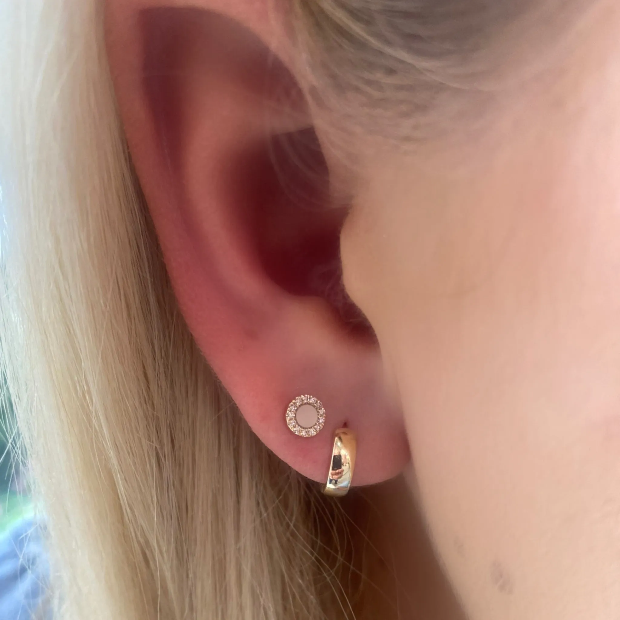 Small Button Enamel and Diamond Studs