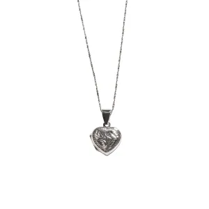Small Sterling Silver Heart Lockett and Silver Chain