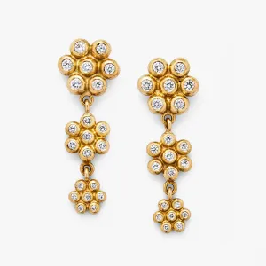 Snowdrop Three-Part Mixed Diamond Earrings in 20K Peach Gold