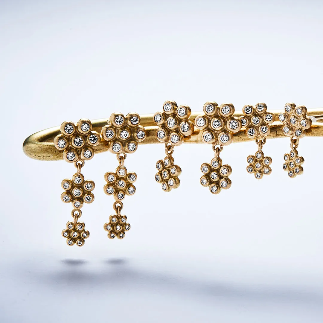 Snowdrop Three-Part Mixed Diamond Earrings in 20K Peach Gold
