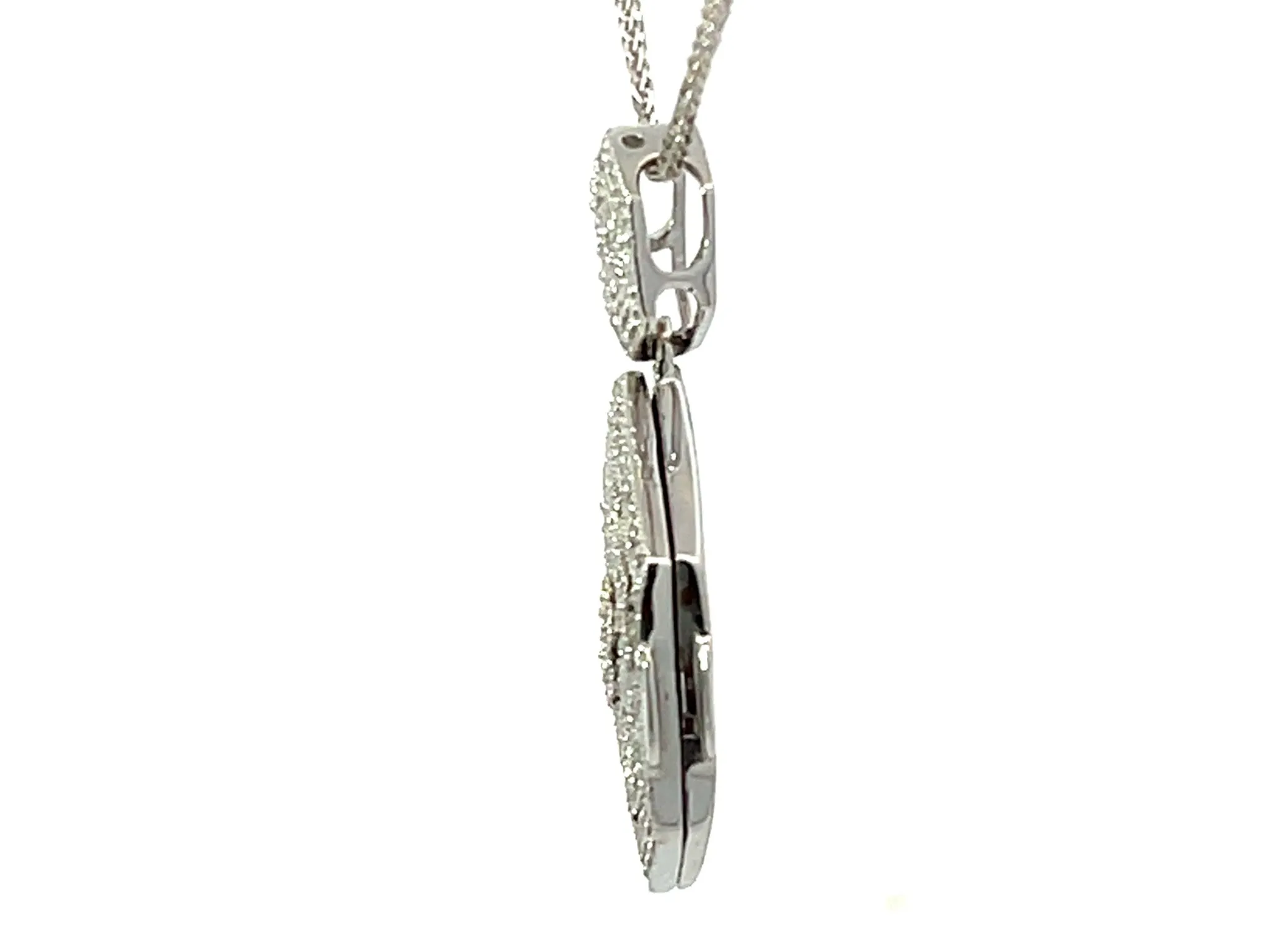 Solid 14K White Gold Hexagon Shaped Diamond Pendant and Chain