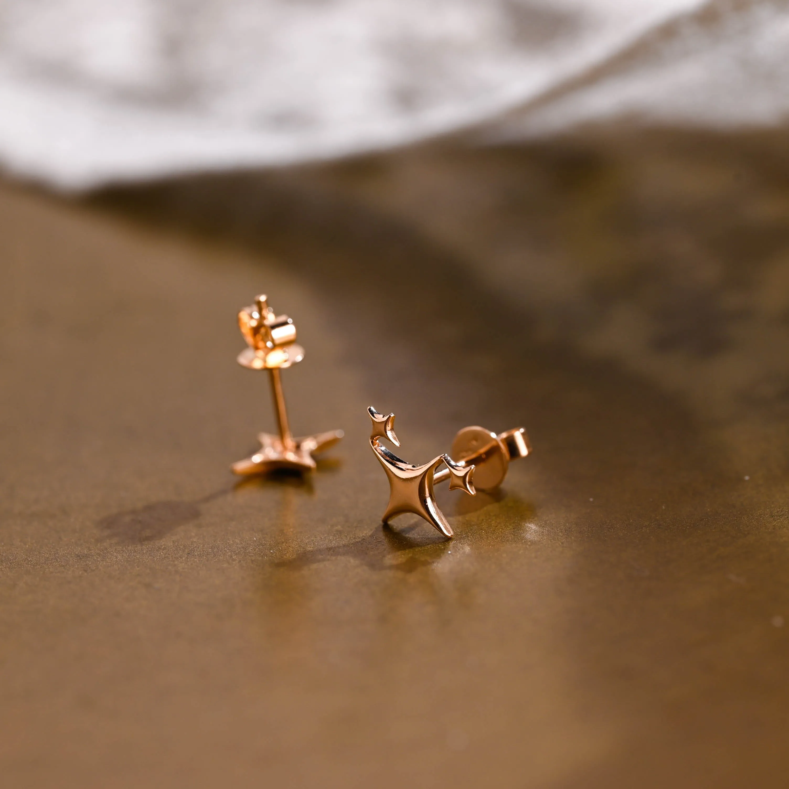Solid Gold Dainty Star Earring Studs