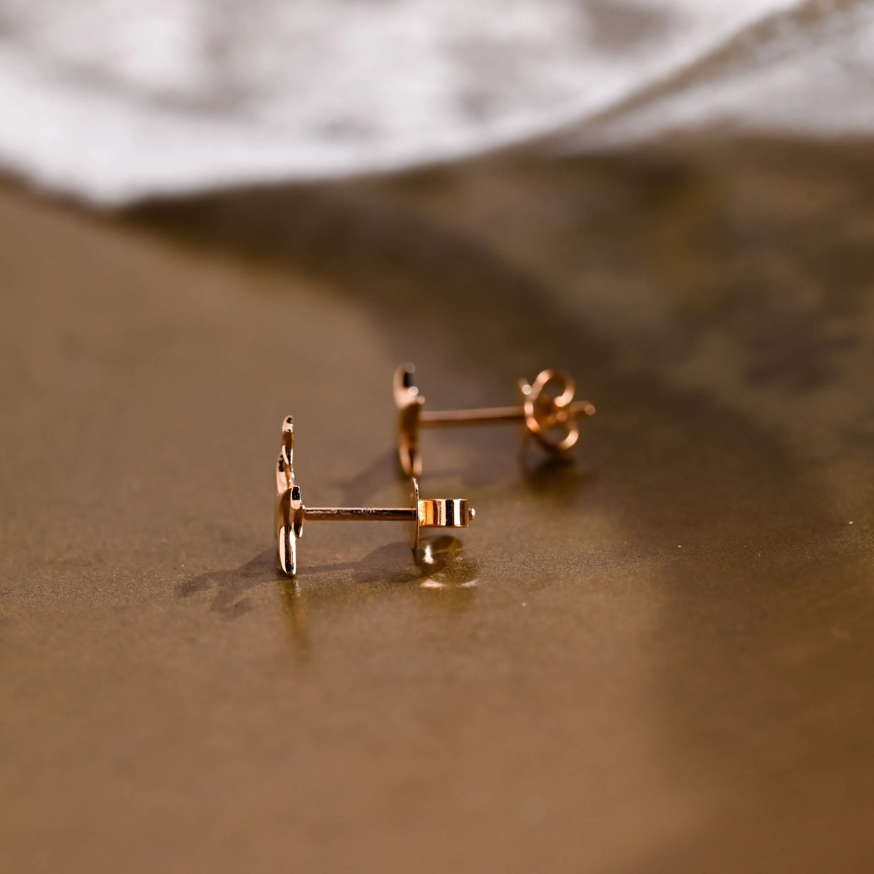 Solid Gold Dainty Star Earring Studs