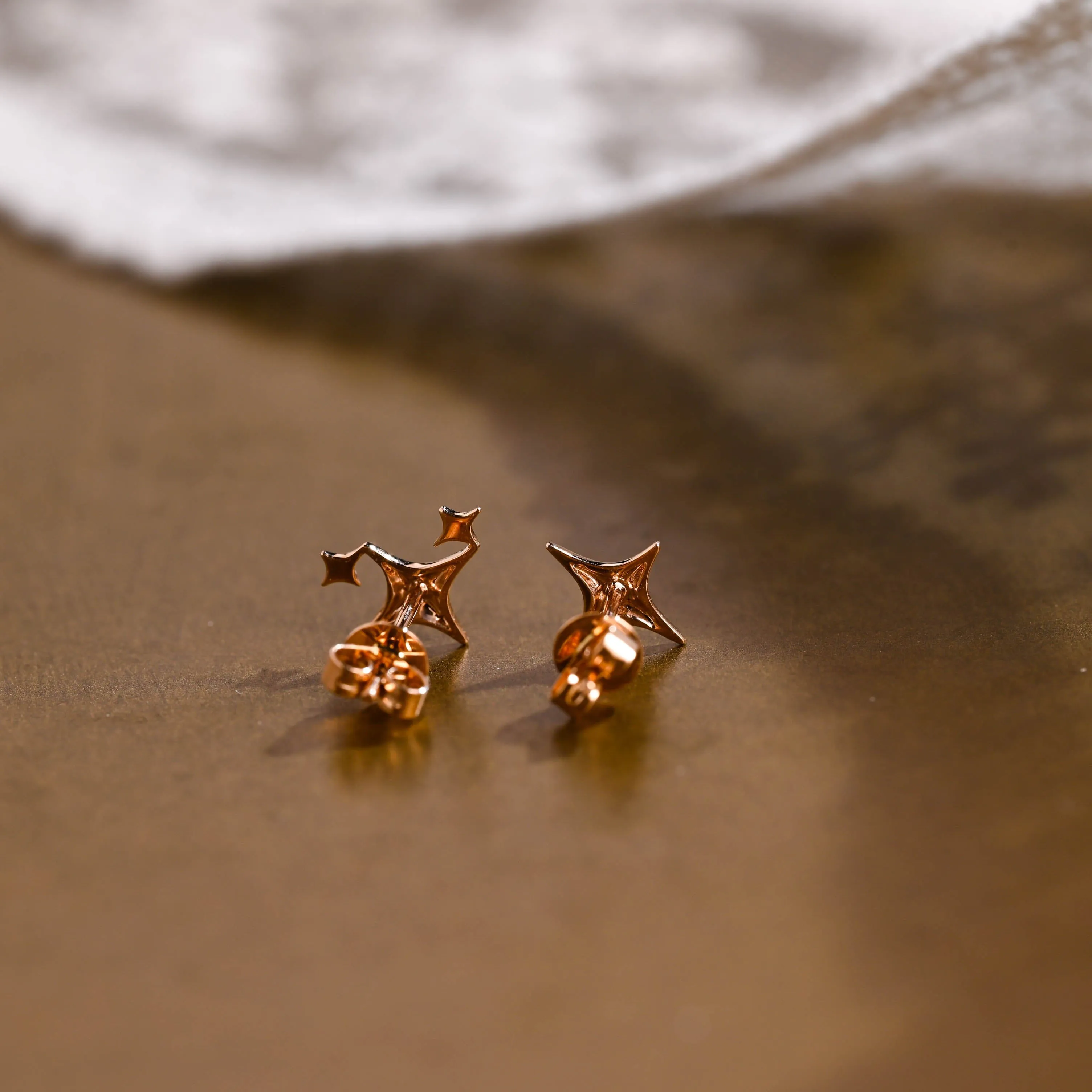 Solid Gold Dainty Star Earring Studs