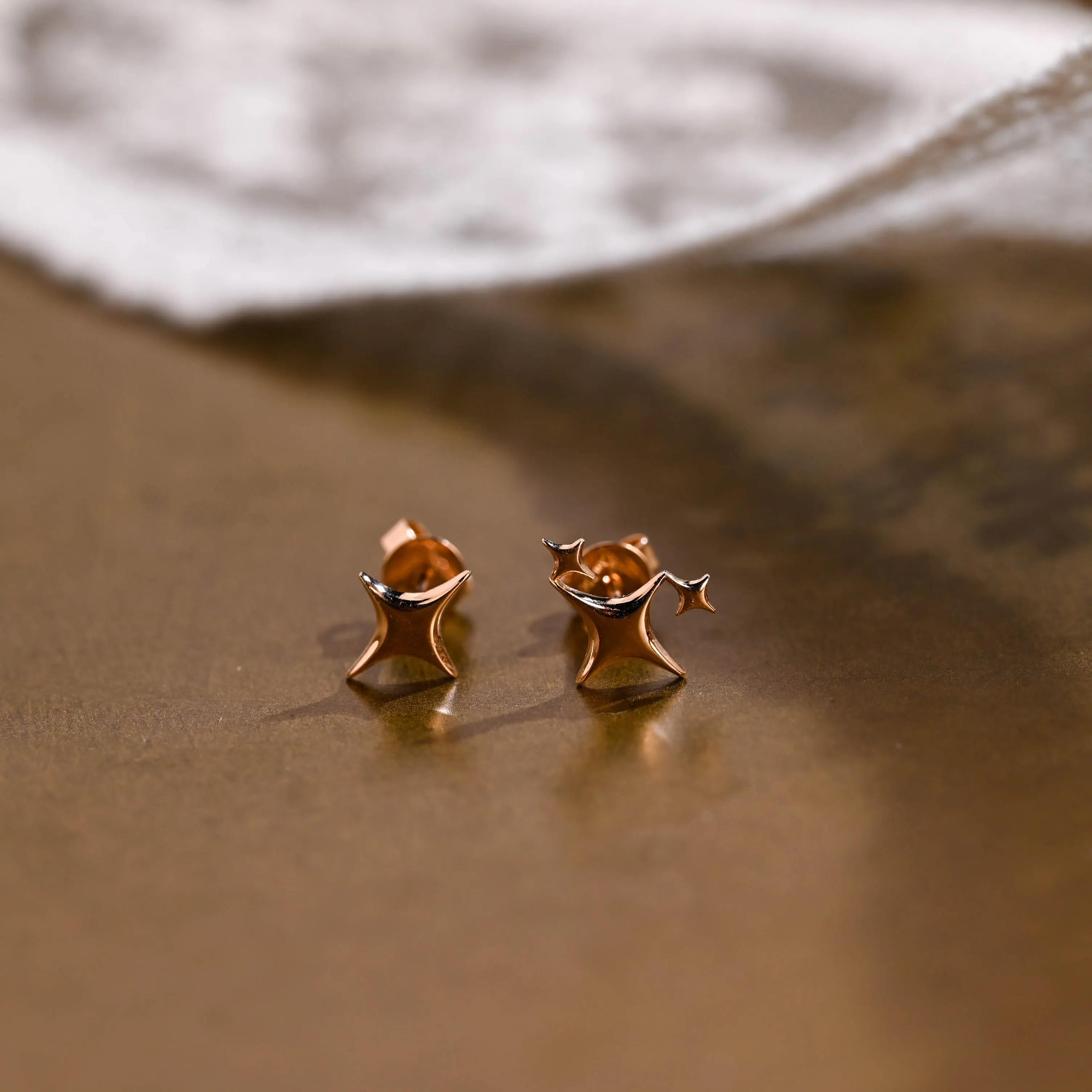 Solid Gold Dainty Star Earring Studs