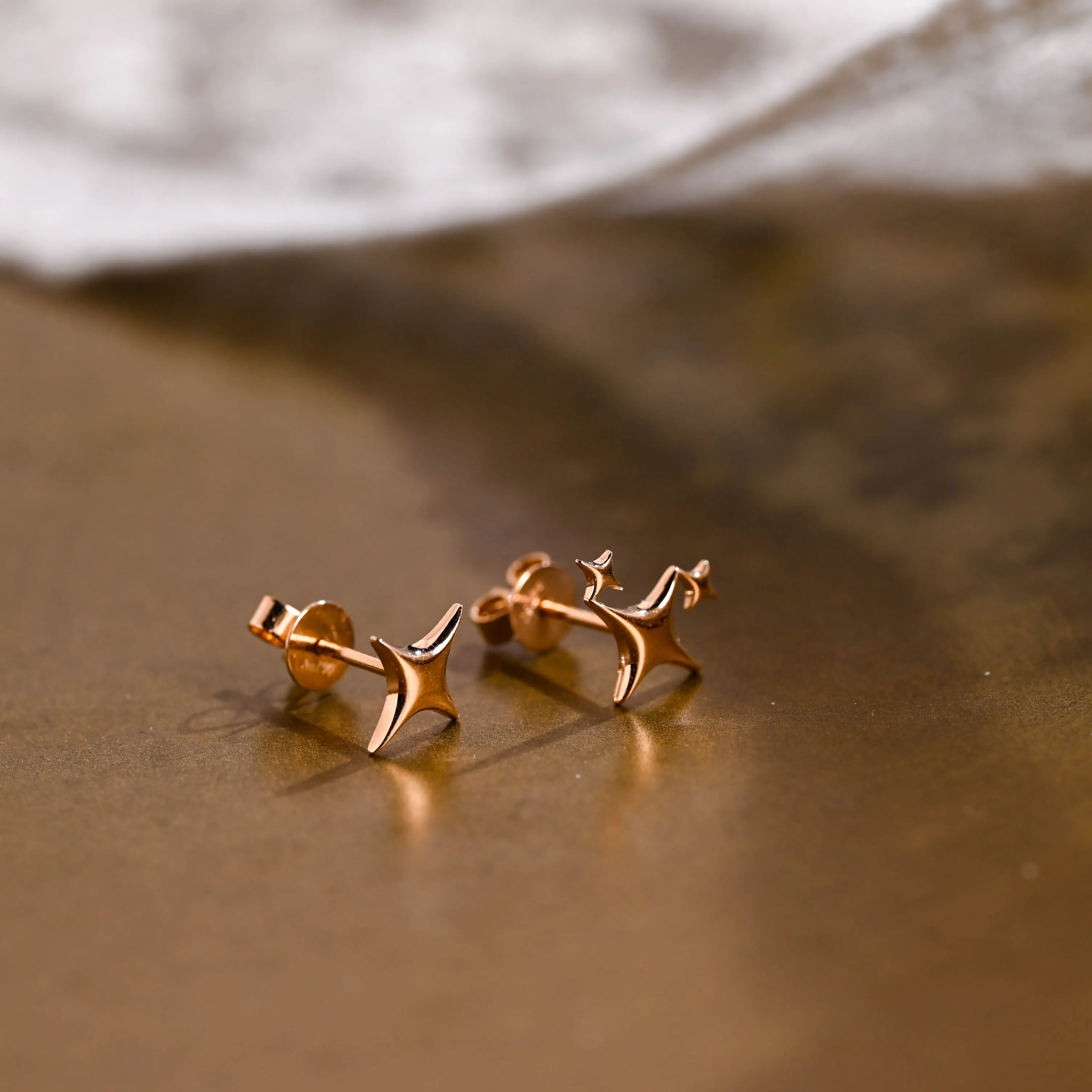 Solid Gold Dainty Star Earring Studs