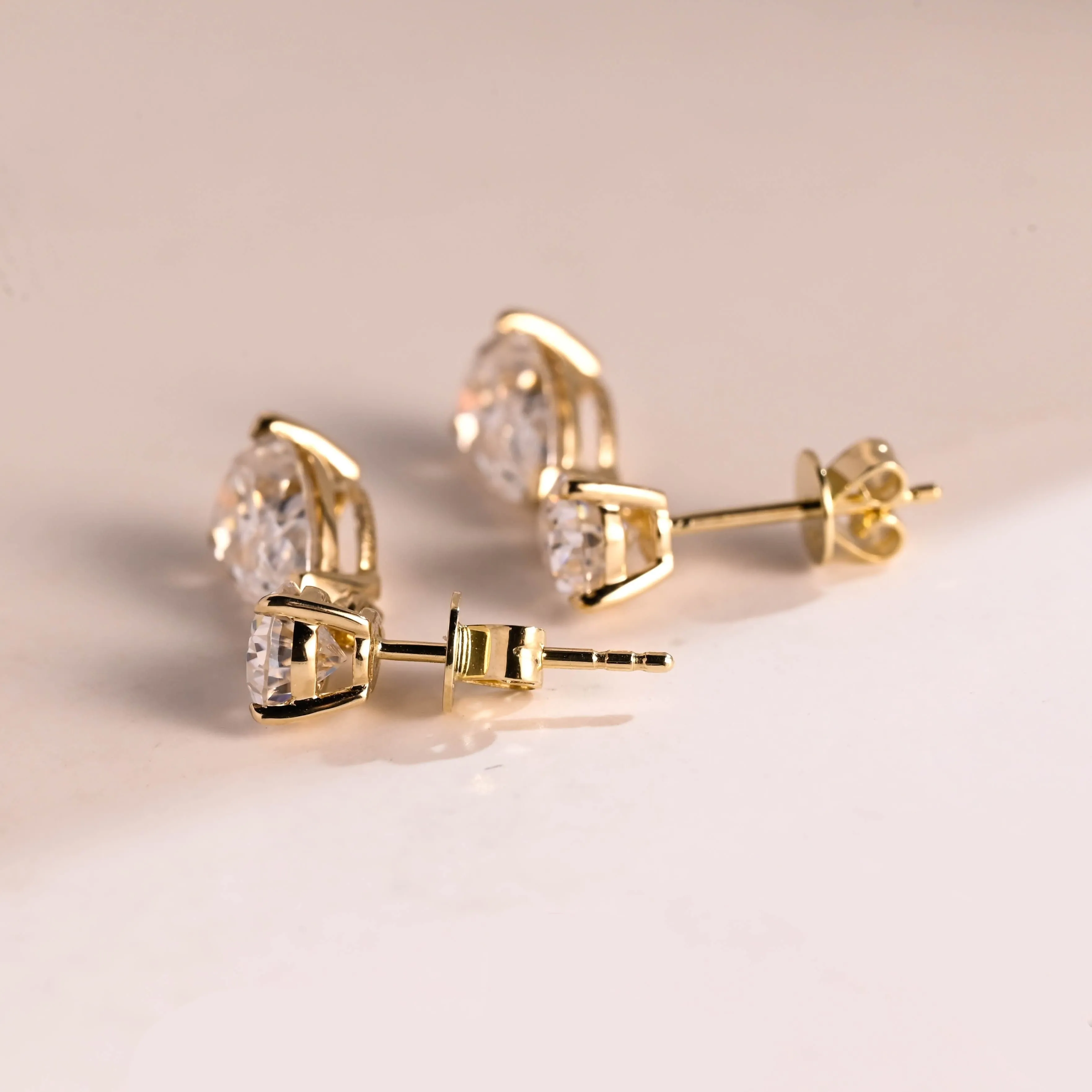 Solid Gold Tear Drop Pear Cut Moissanite Earring Studs