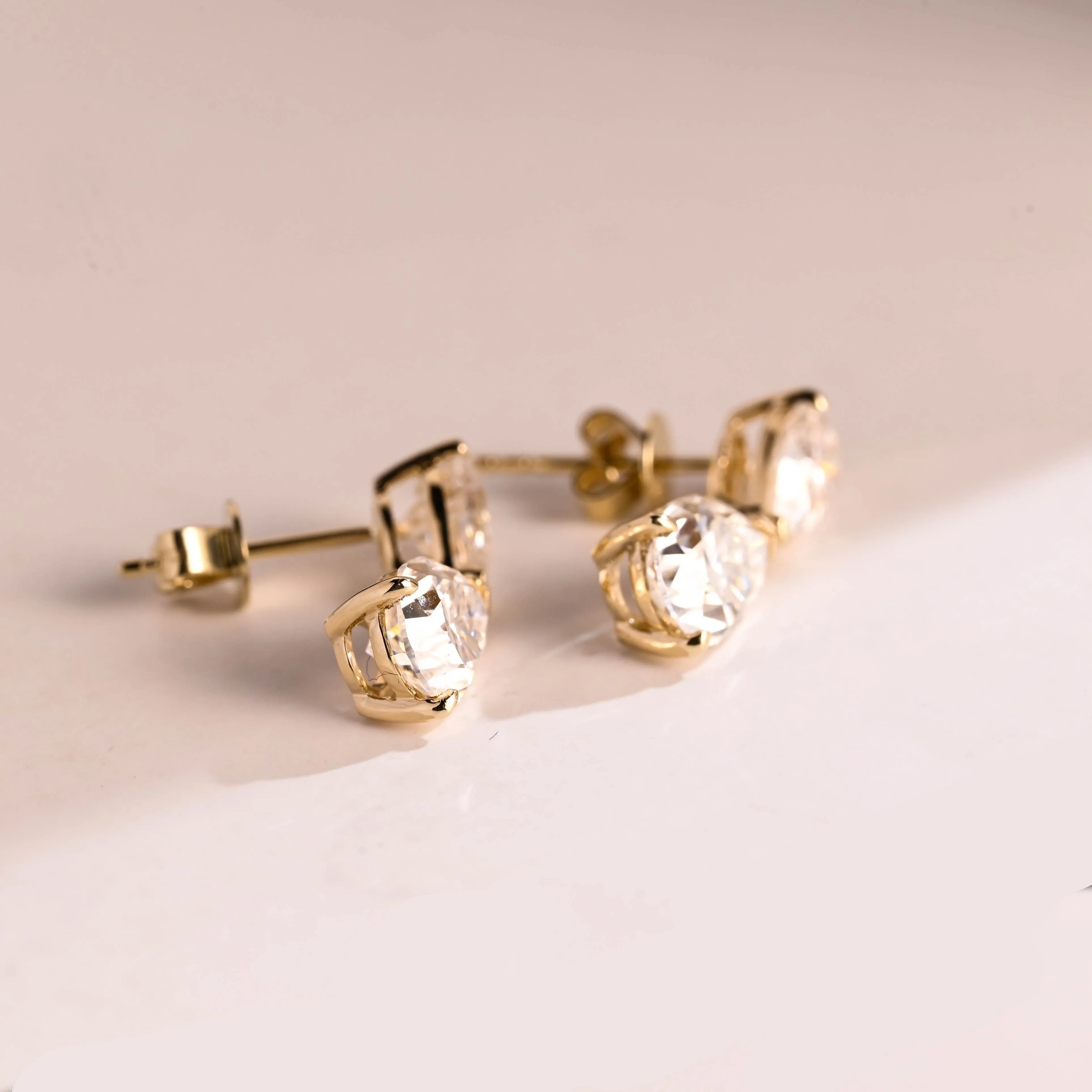 Solid Gold Tear Drop Pear Cut Moissanite Earring Studs