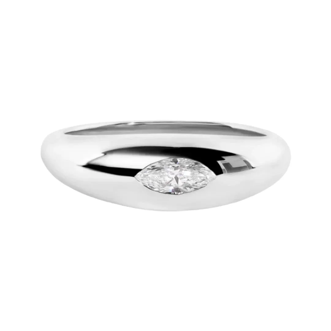 Solitaire Diamond Shape Dome Ring