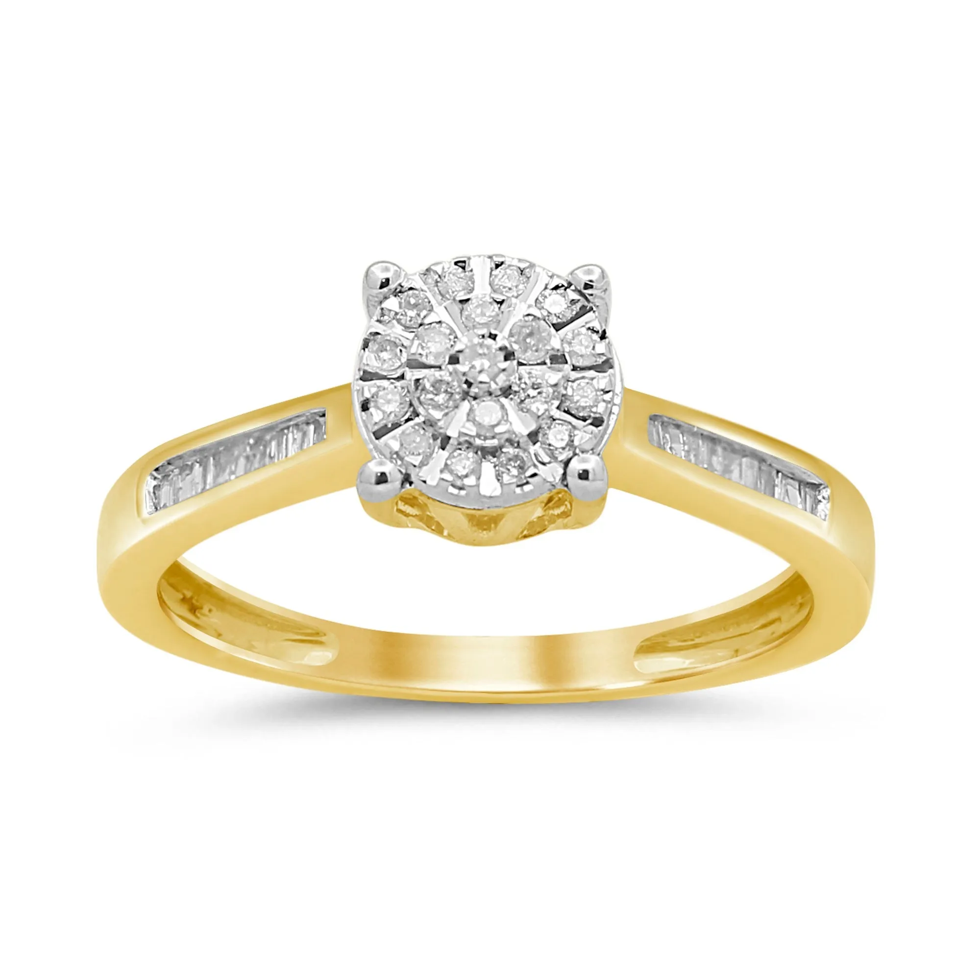 Solitaire Look Ring with 0.15ct of Diamonds in 9ct Yellow Gold
