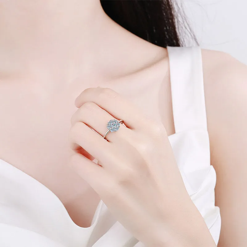 Solitaire Moissanite Diamond w/ small hearts Ring- RM055
