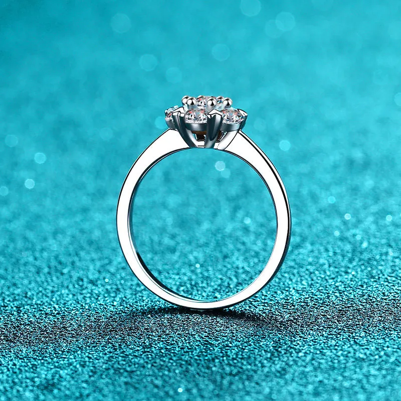 Solitaire Moissanite Diamond w/ small hearts Ring- RM055